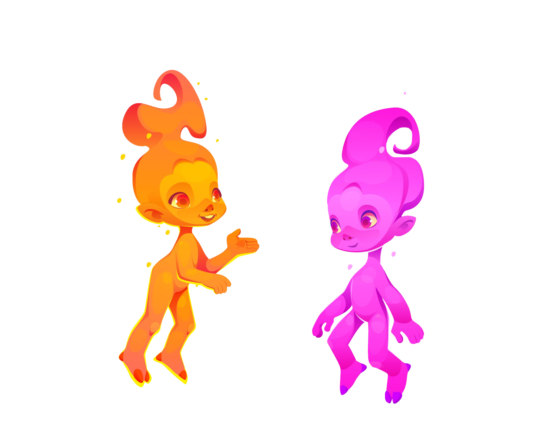 Willow and Marigold characters from The Enchanted Garden Willow is yellow and Marigold is pink